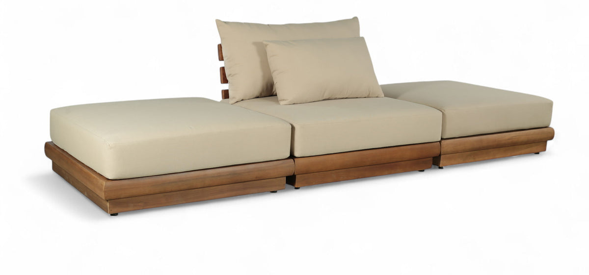 Mirella - 3 Piece Water Resistant Fabric Upholstered Outdoor Patio Modular Sofa