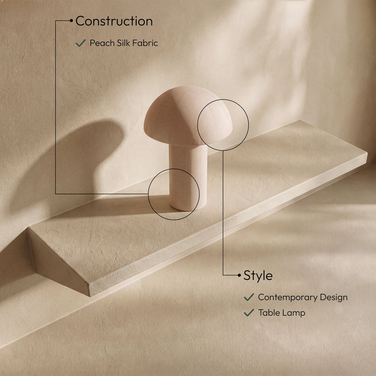 Axiom - Silk Table Lamp - Peach