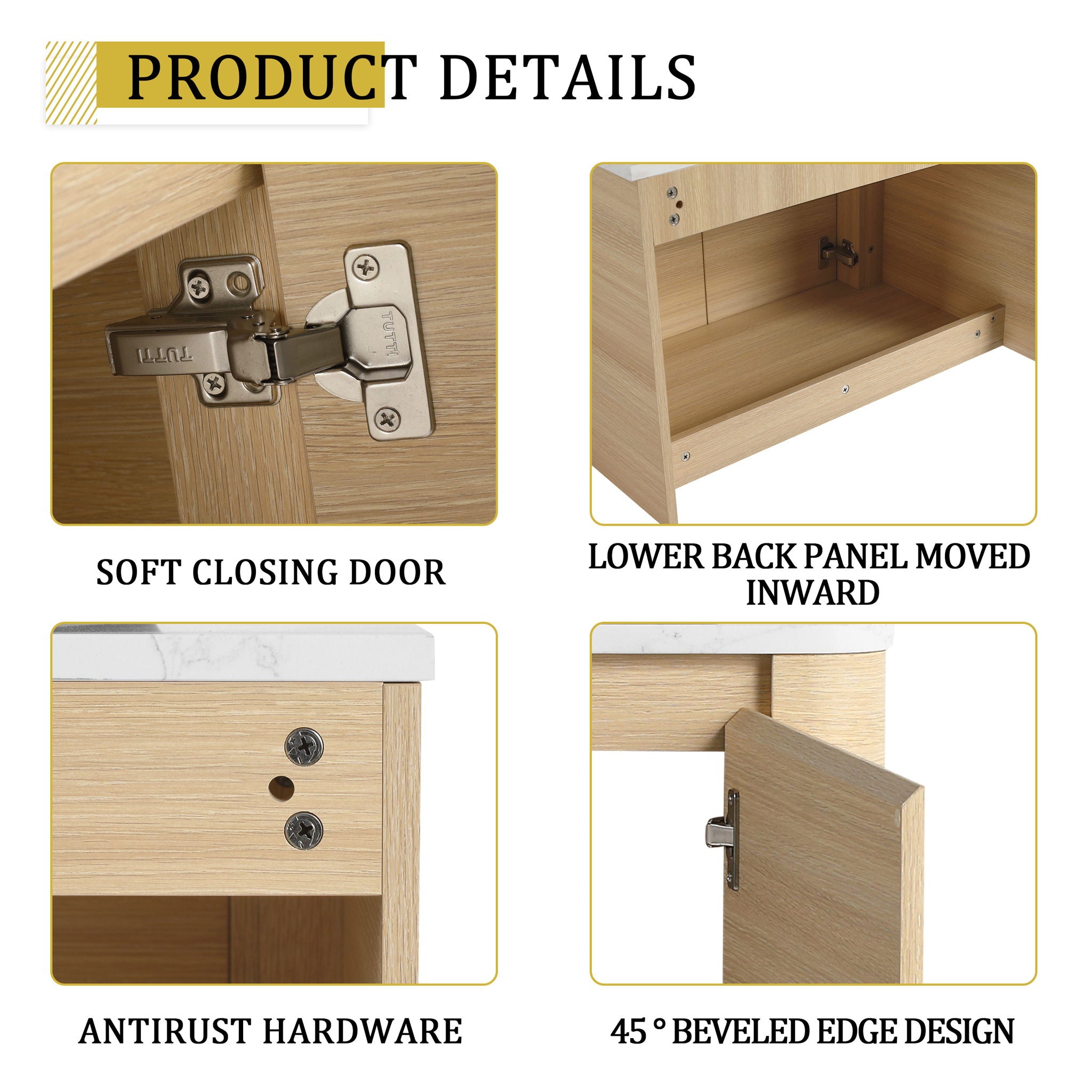 Mounted Bathroom Vanity & Art Sink, Soft Close Door