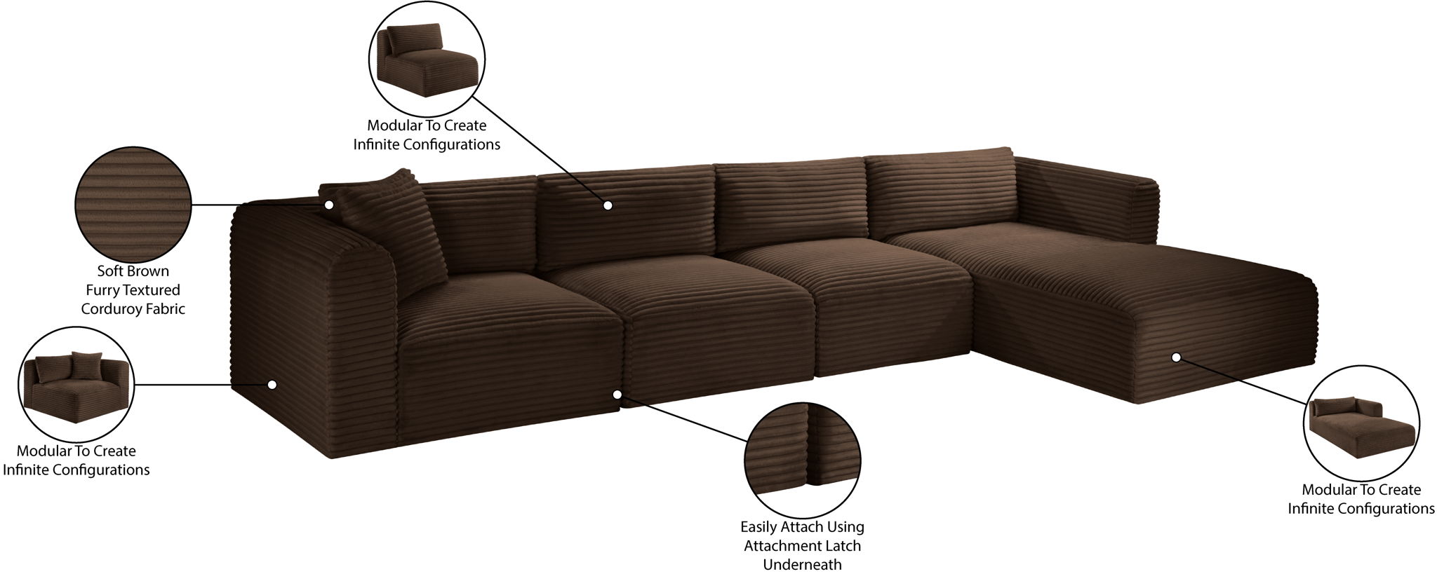 Shaggy - 4 Piece Modular Sectional