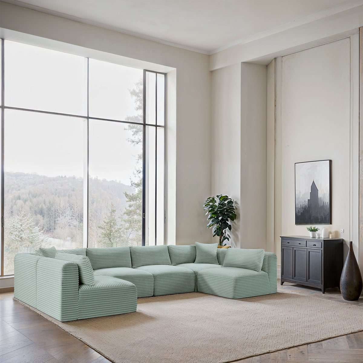 Shaggy - 6 Piece Modular U-Shaped Armless Sectional