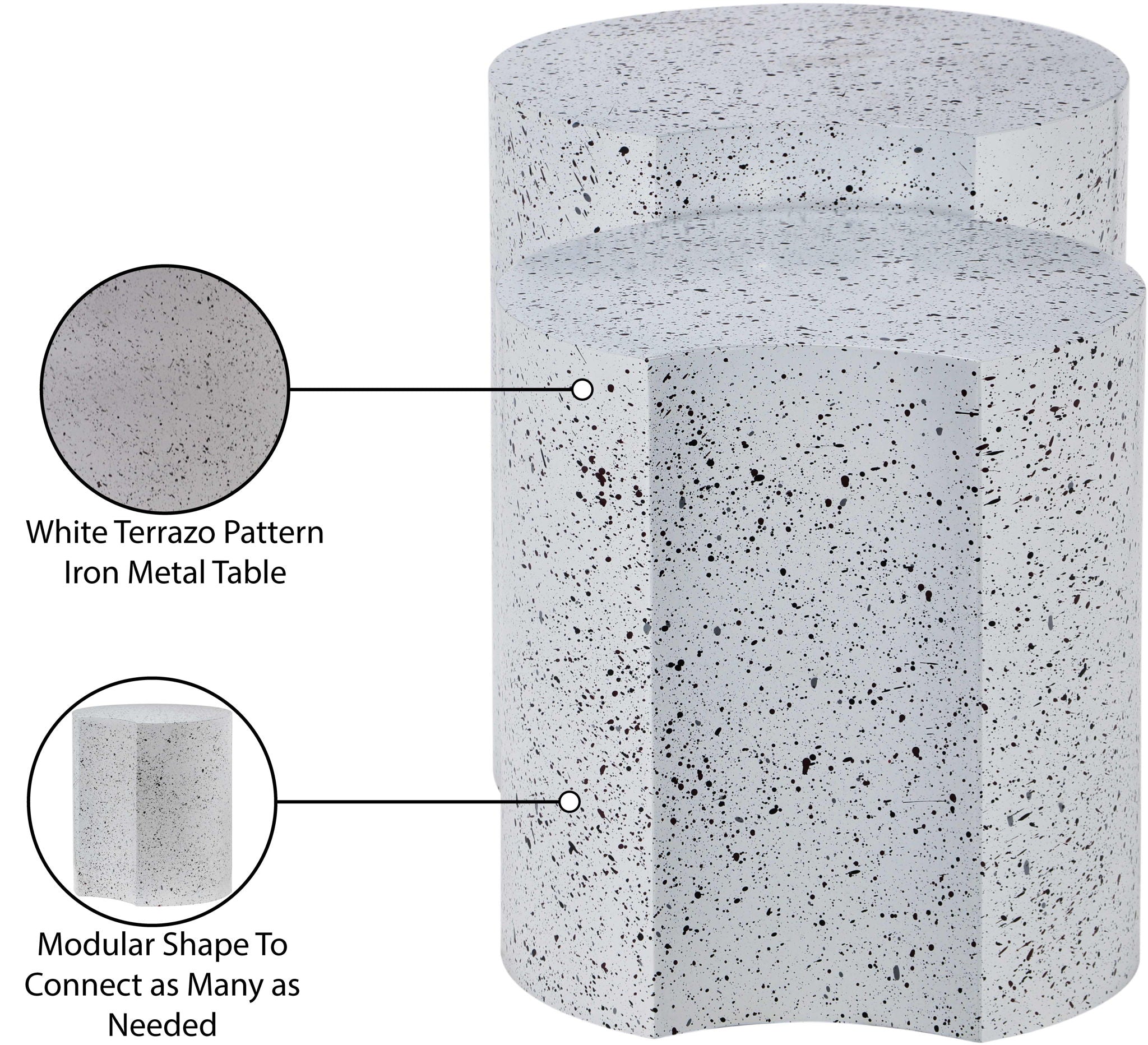 Dimple - Modular End Table - Terazzo Finish