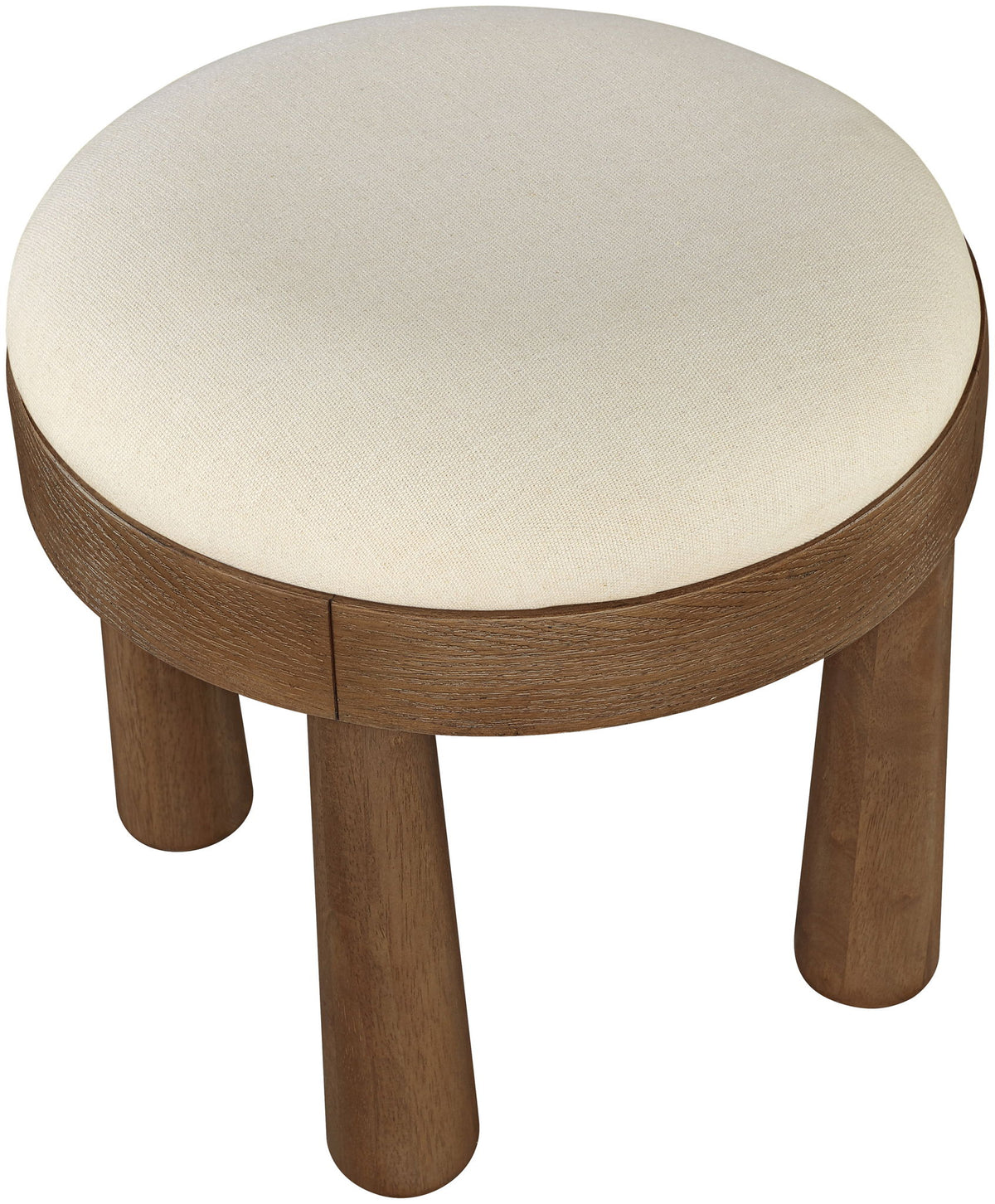 Larea - Linen Textured Fabric Upholstered Ottoman - Walnut Base