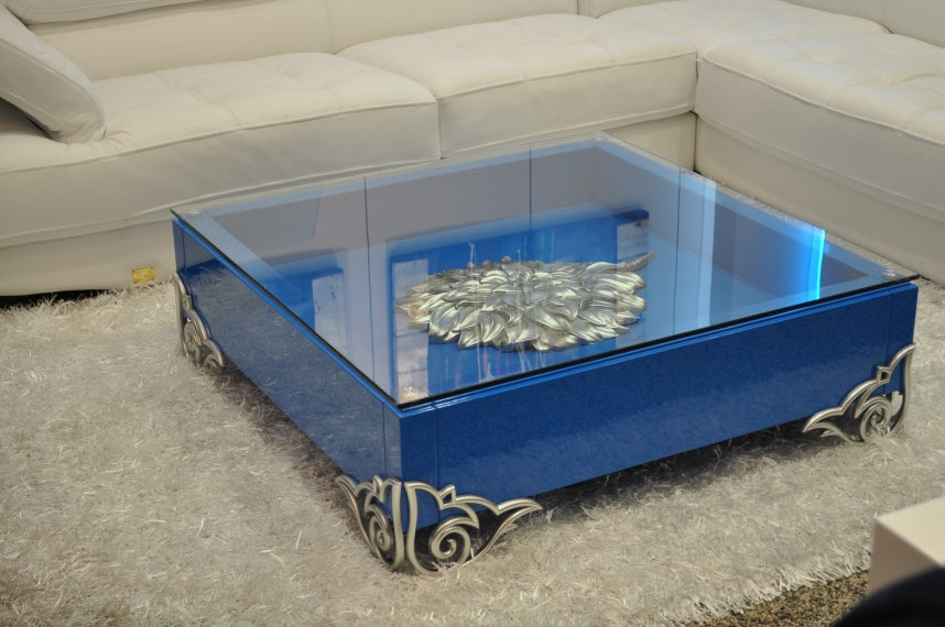 LS538 Emma Modern White Coffee Table w/ Glass Top