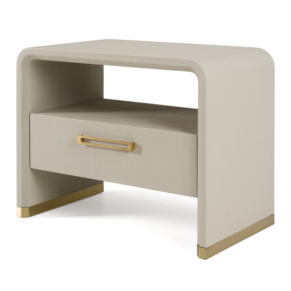 Florence - Modern Beige Leatherette + Gold Nightstand