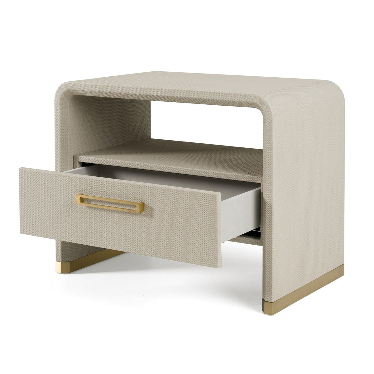 Florence - Modern Beige Leatherette + Gold Nightstand