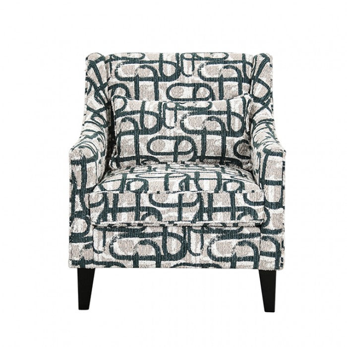 Viviani Beige/Teal Accent Chair, Pattern