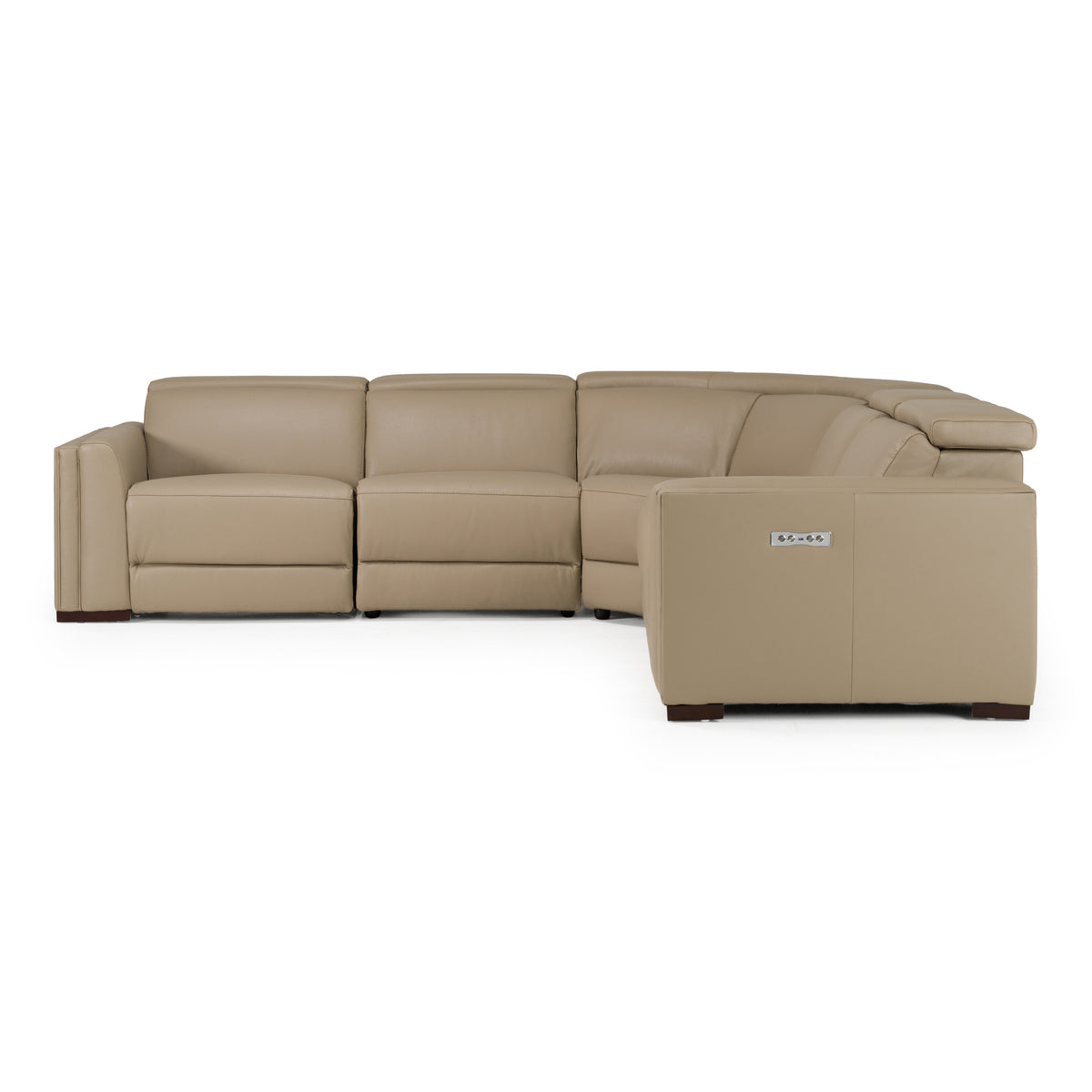 Frazier - Modern Tan Leather Sectional Sofa with 3 Recliners - original 1