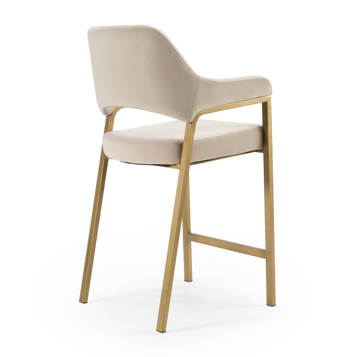 George - Modern Beige Fabric + Antique Brass Counter Chair