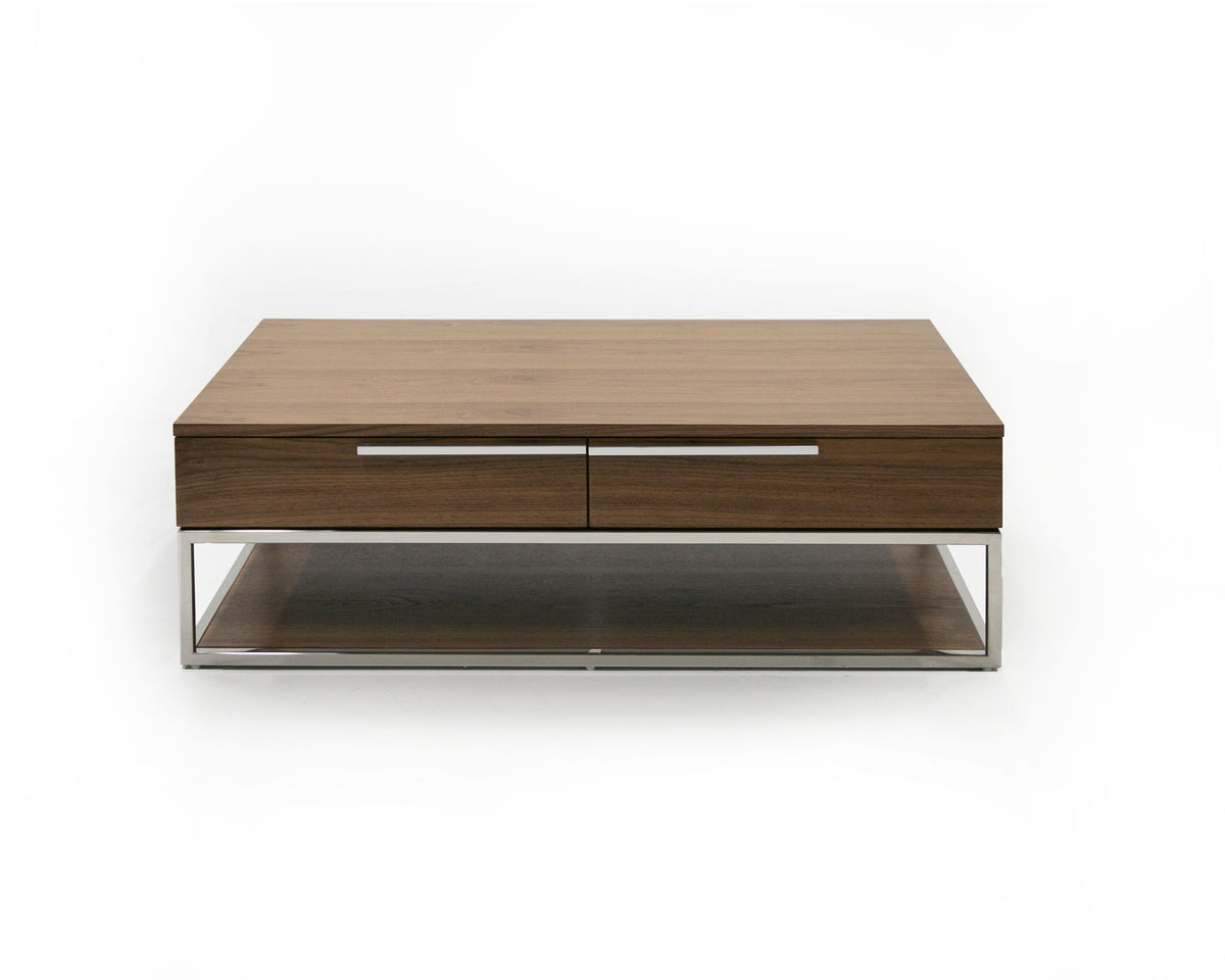 Heloise - Modern Walnut and Stainless Steel Coffee Table