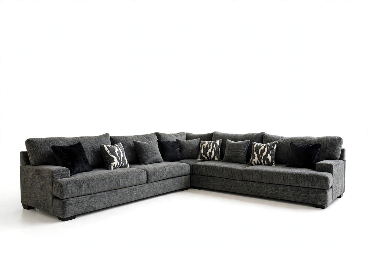 Charcoal Grand Oversized Sectional on white background