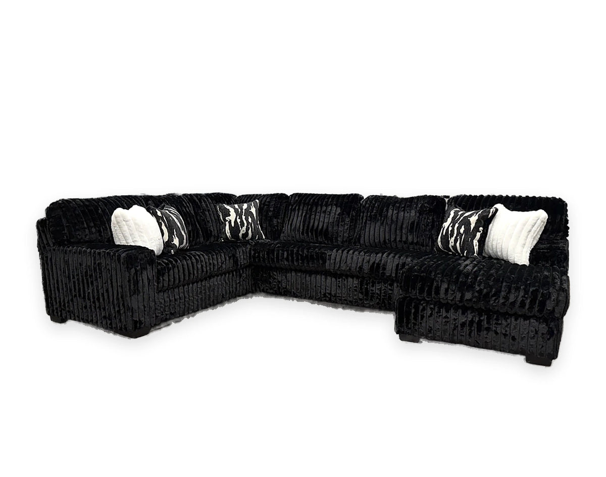 Black Corduroy Cloud Sectional (9800) on white background