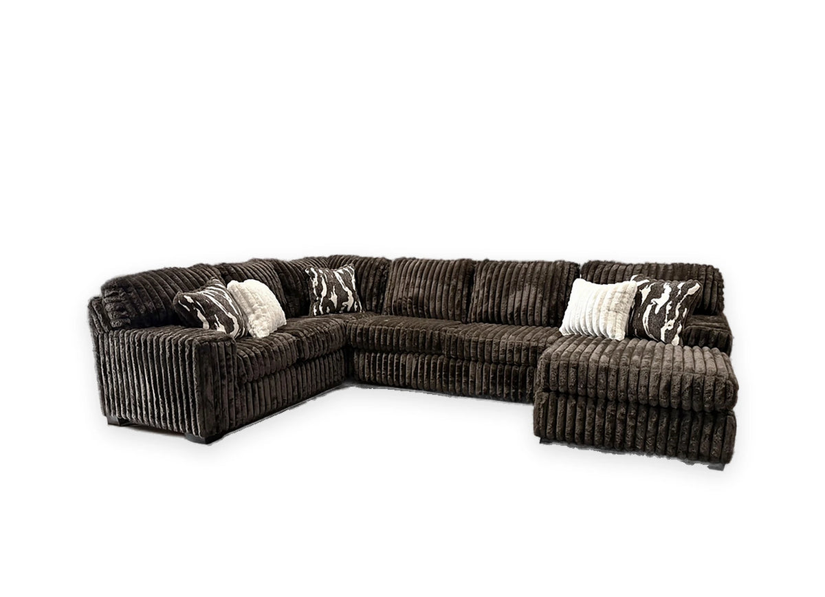 Chocolate Corduroy Cloud Sectional (9800) on white background