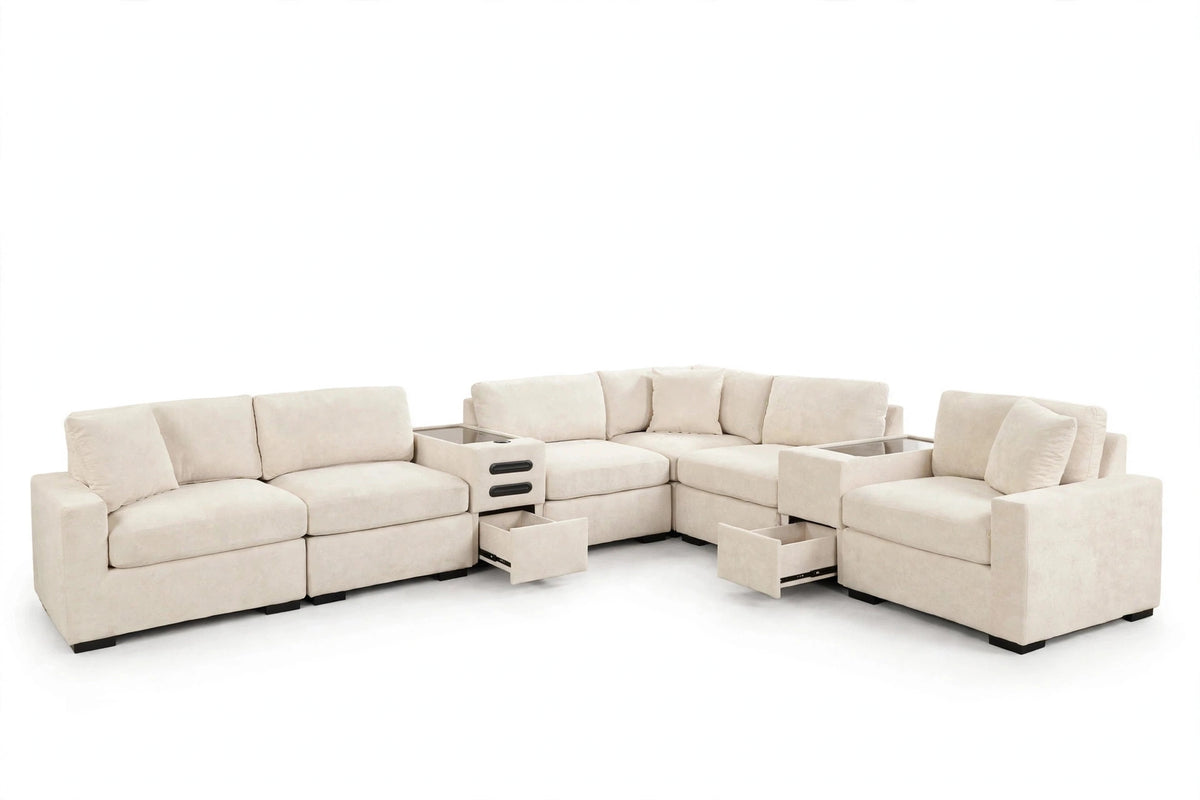 Dune Crest 8-Piece Modular Sectional - AI premium white background
