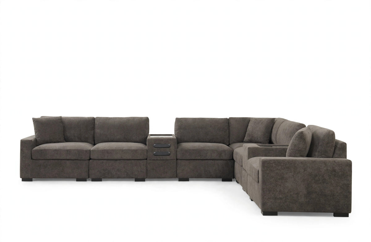 Cocoa Noir 8-Piece Modular Sectional - AI premium white background