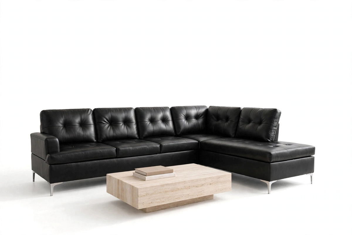 Ebony Classic Sectional - AI premium white background