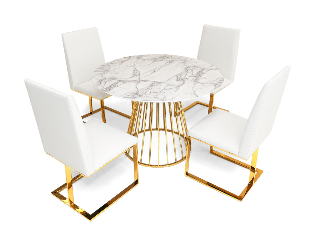 Frankie - Contemporary White & Gold Dining Chair