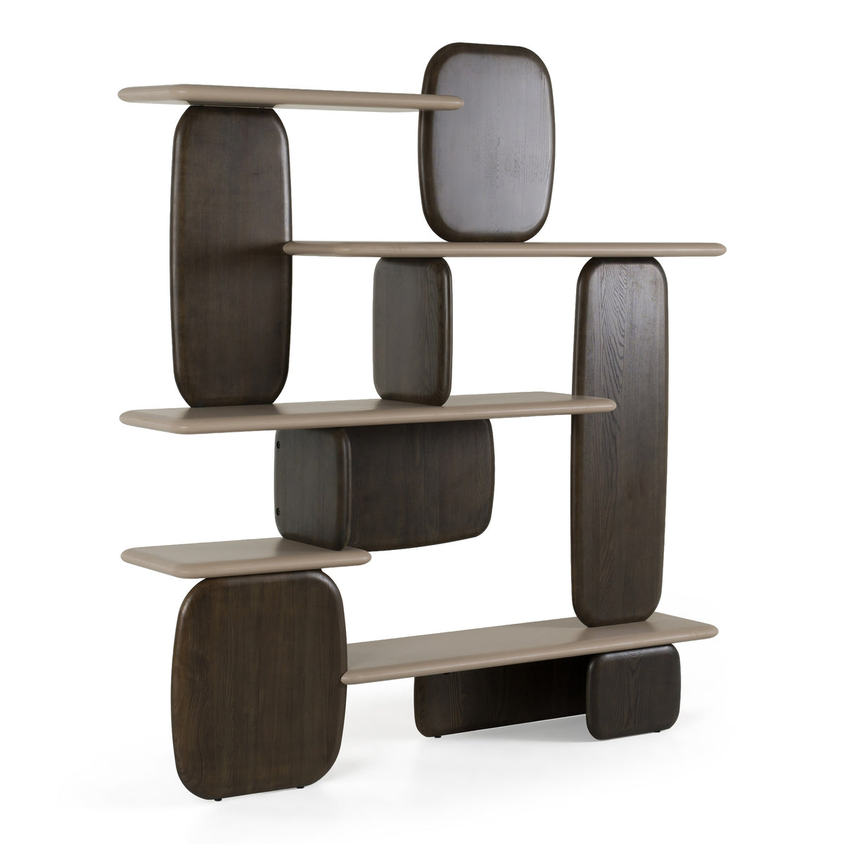 Horace - Contemporary Dark Brown + Taupe Bookshelf - original 1