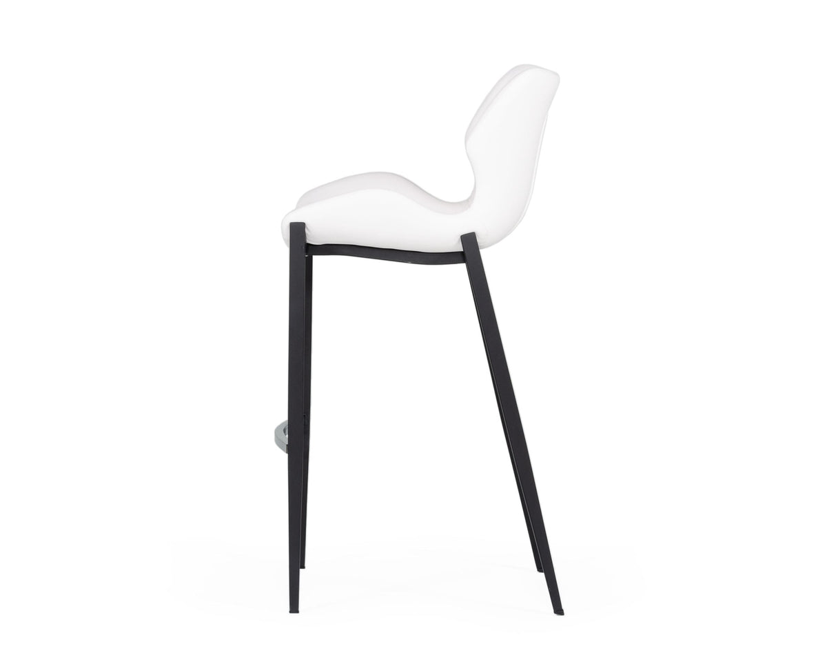 Ithaca - Modern White Leatherette Bar Stool (Set of 2)