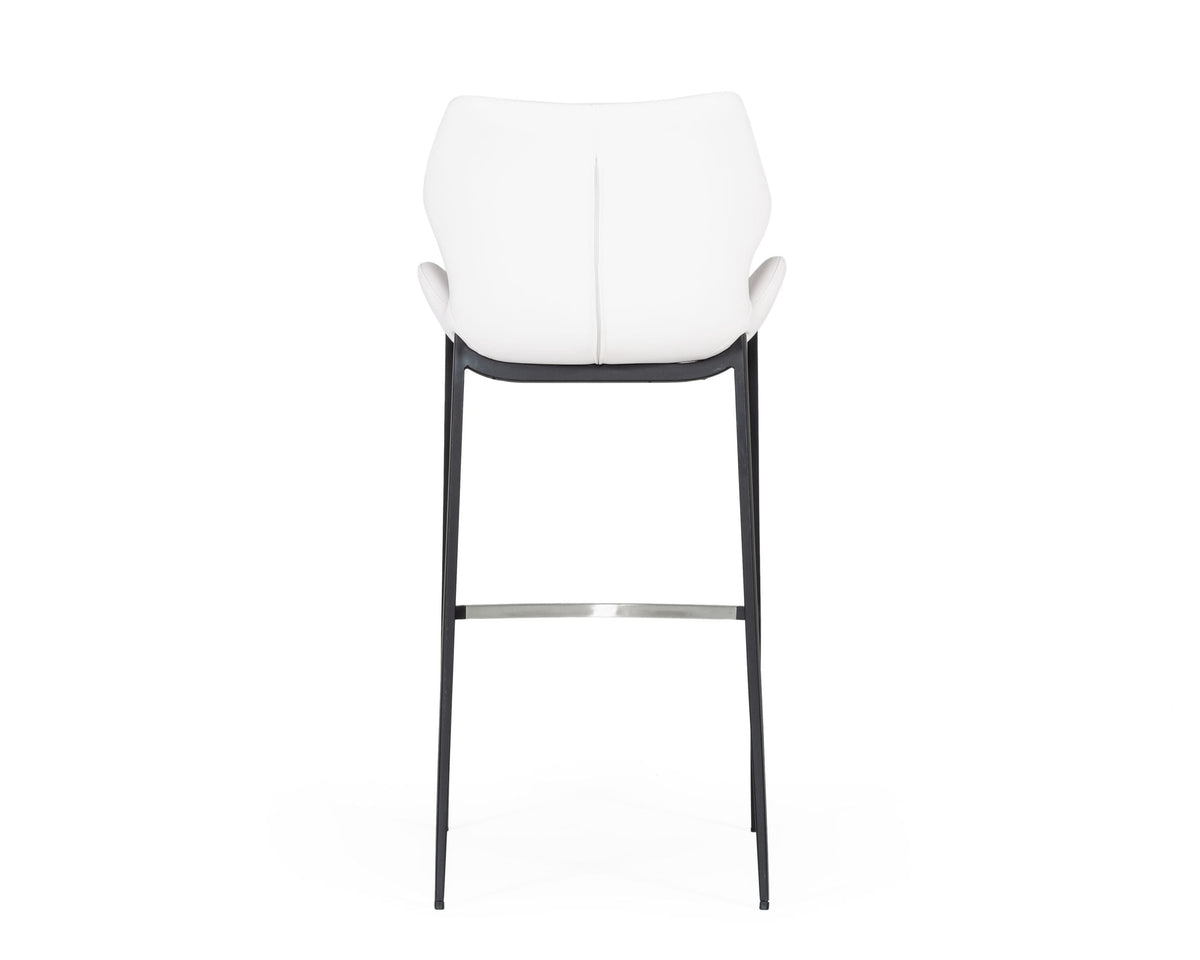 Ithaca - Modern White Leatherette Bar Stool (Set of 2)