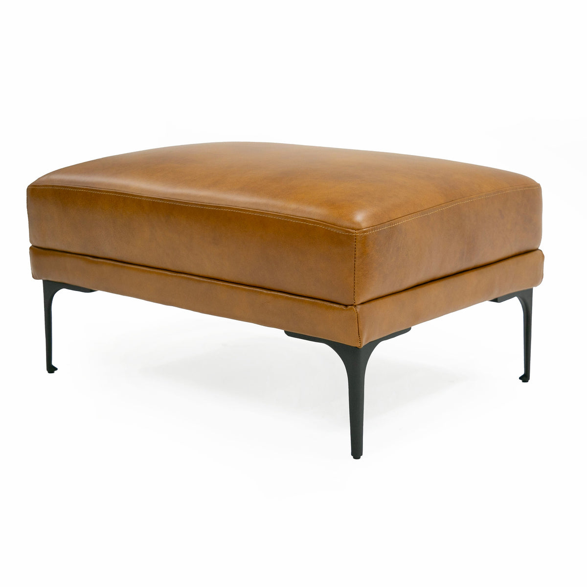 Jacoba - Modern Camel Leather Rectangular Ottoman