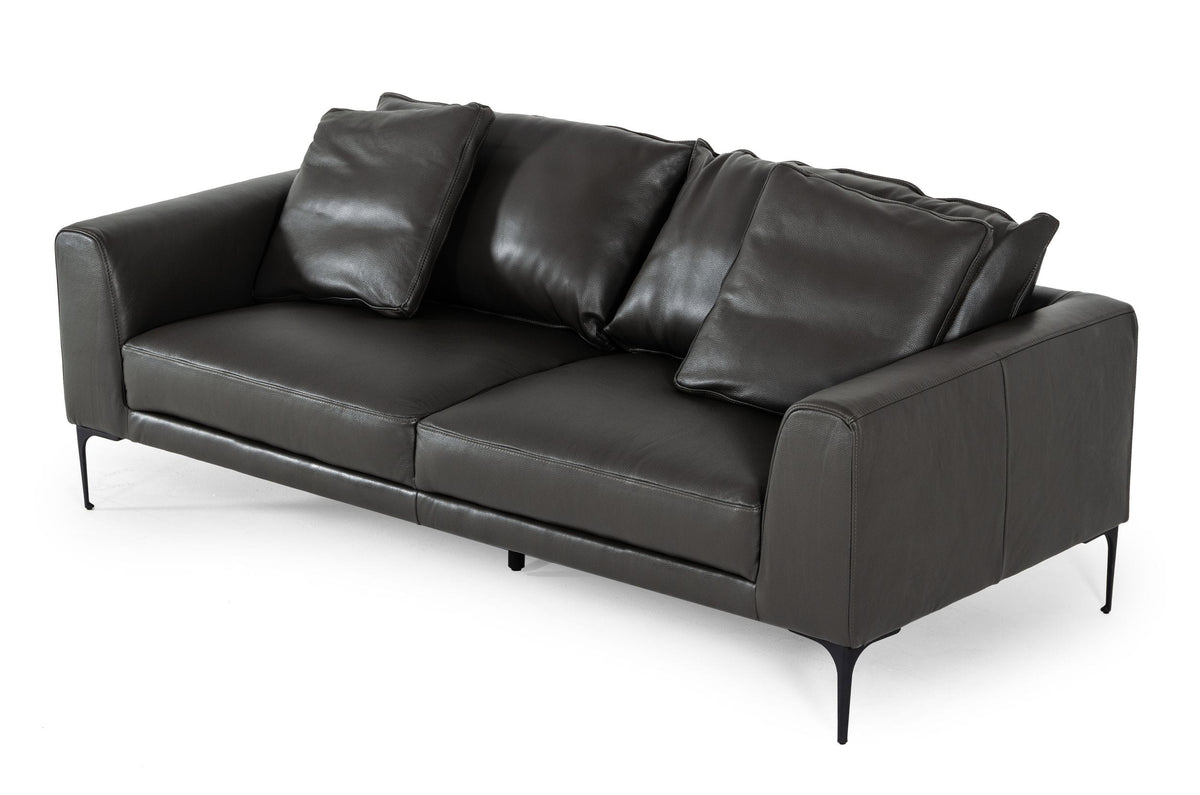 Jacoba - Modern Dark Grey Leather Sofa