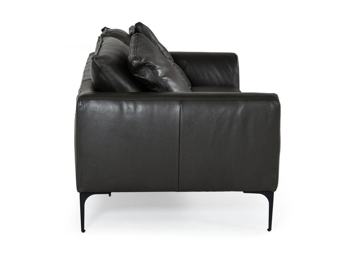Jacoba - Modern Dark Grey Leather Sofa