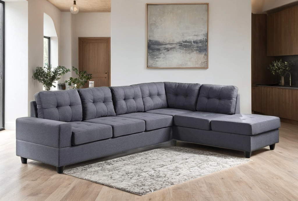 James Light Gray Reversible Sectional β FREE TV or Area Rug!