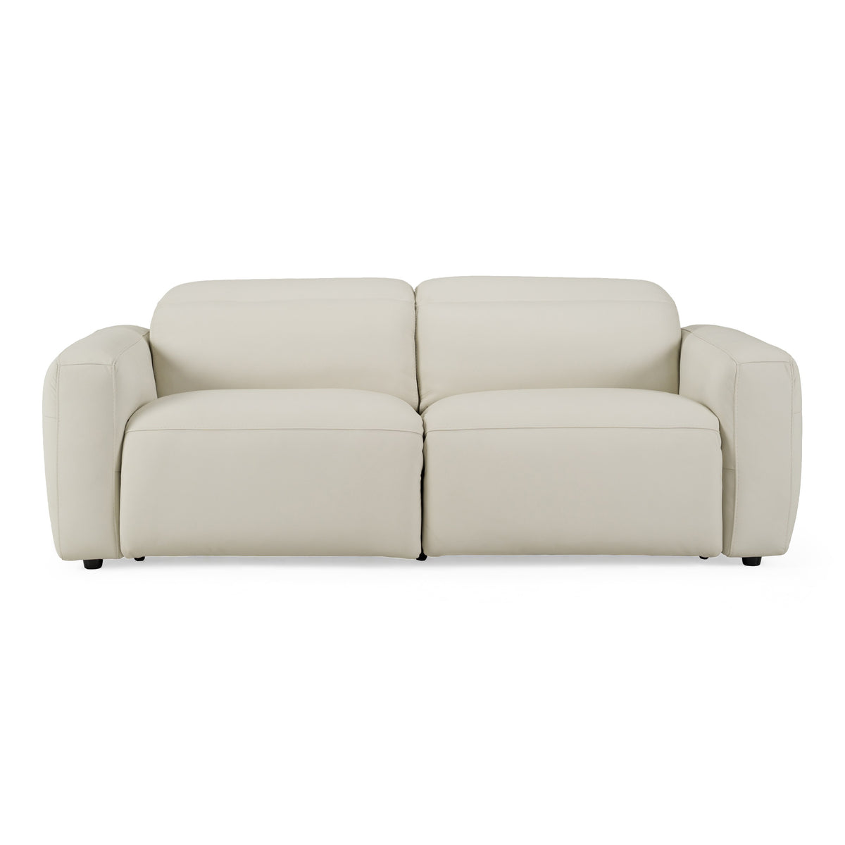 Jessop - Modern Off-White Leather Sofa 2 Recliners - original 1