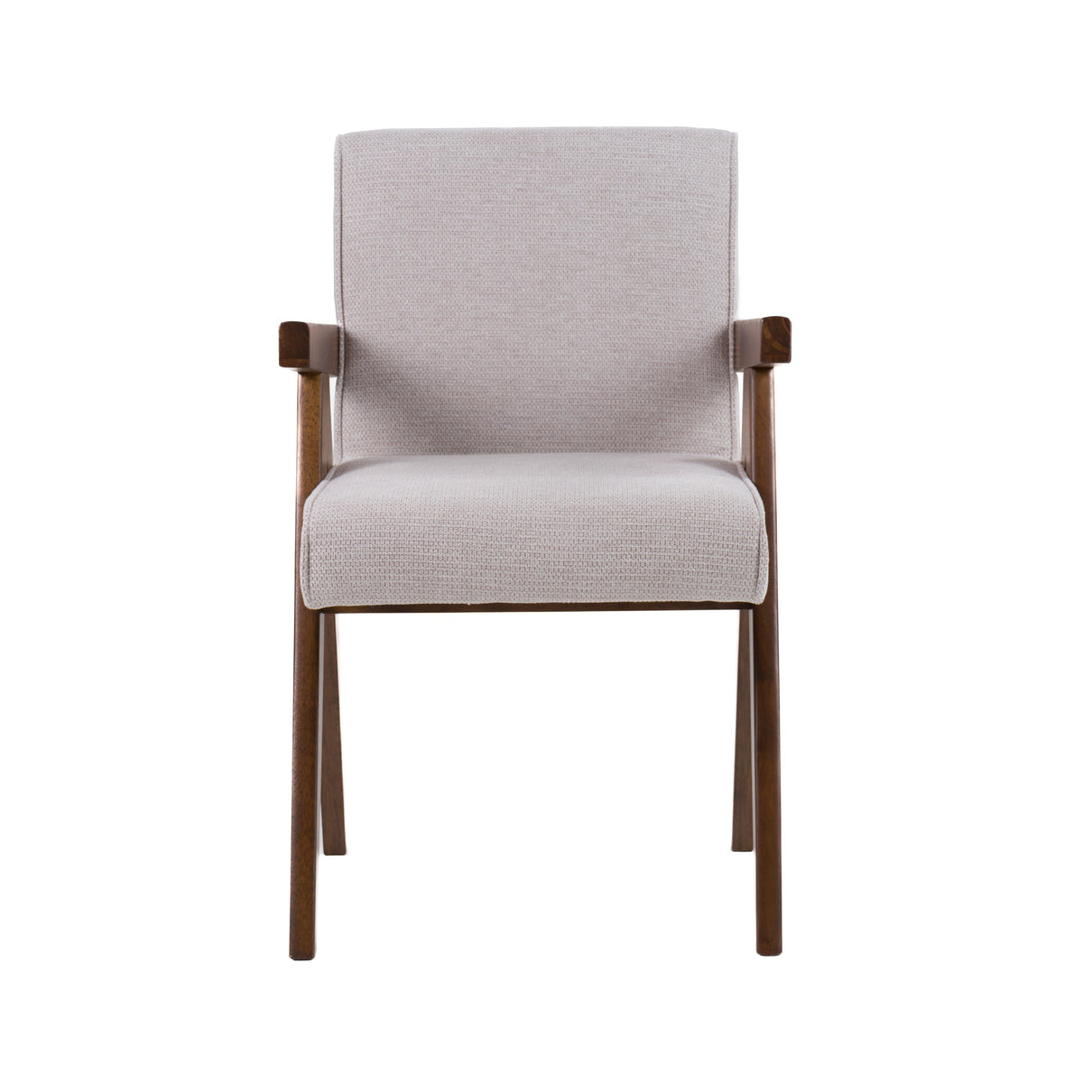 Joseline - Modern Beige Fabric + Walnut Dining Chair (Set of 2)