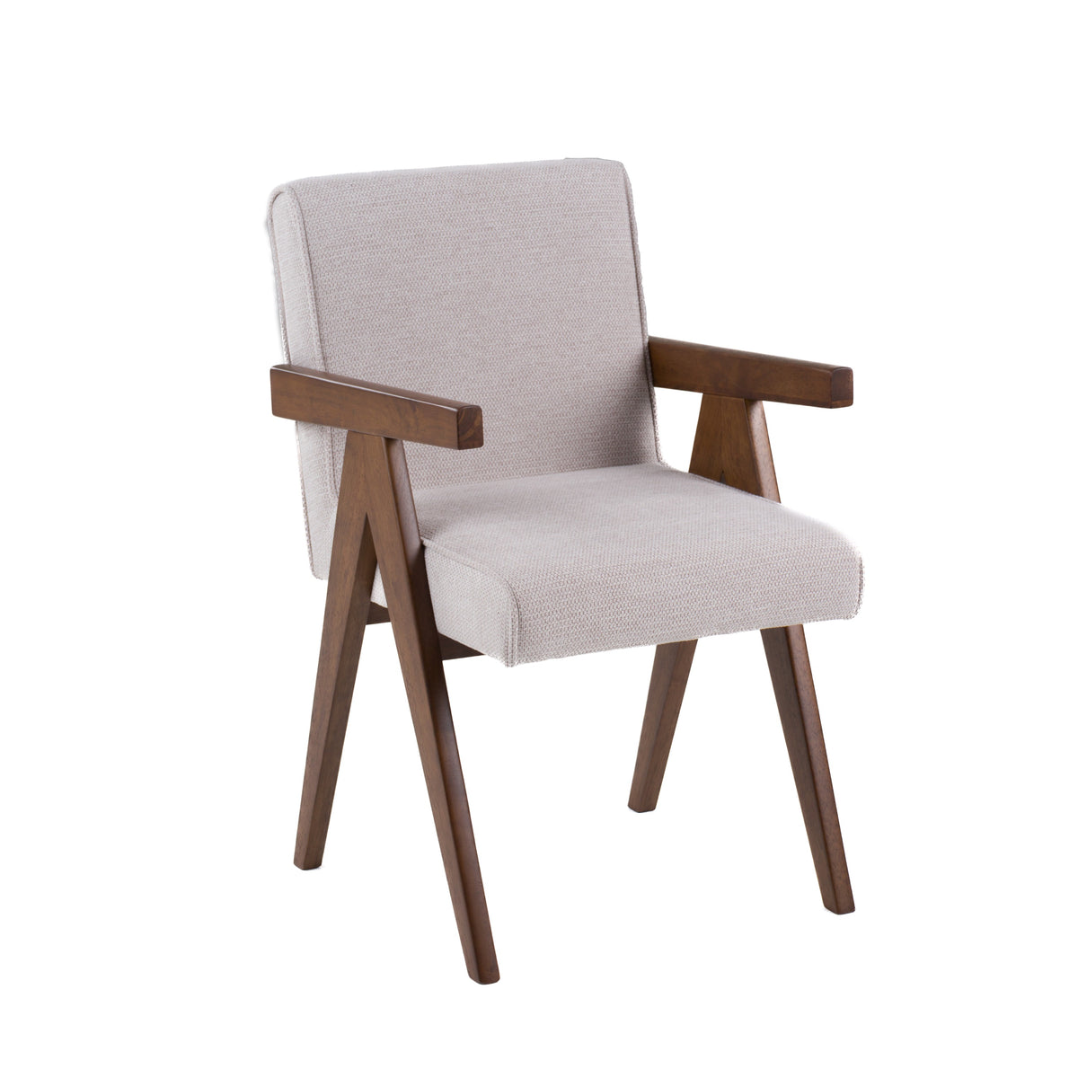 Joseline - Modern Beige Fabric + Walnut Dining Chair (Set of 2)