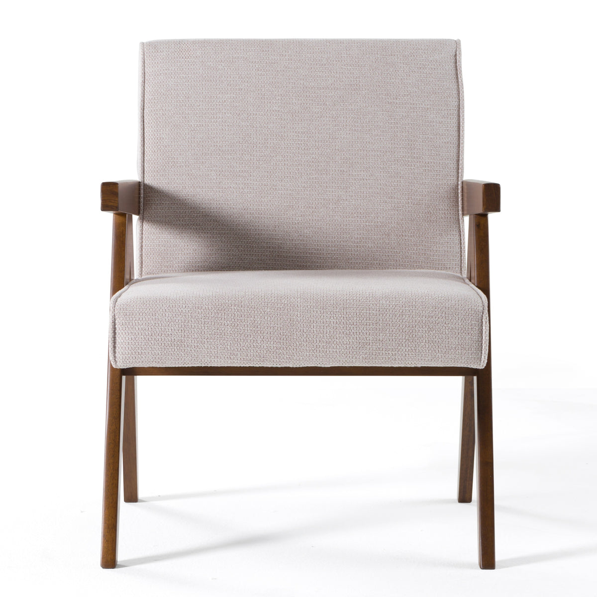 Joseline - Modern Beige Fabric + Walnut Accent Chair (Set of 2)