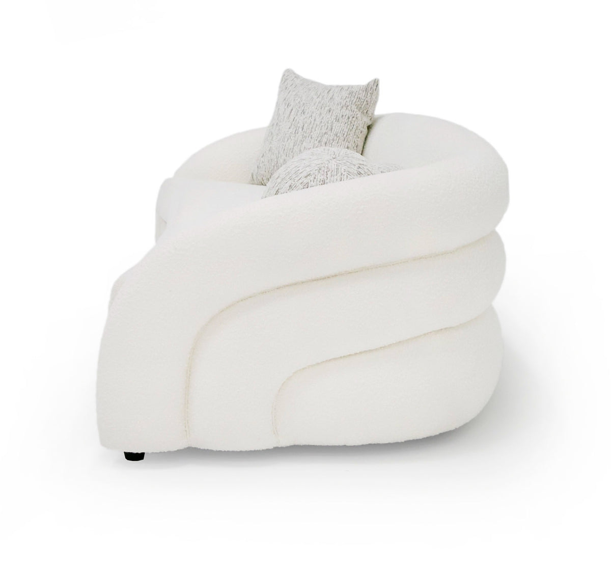 Joshua Modern 4-Seater Curved White and Taupe Fabric Sofa