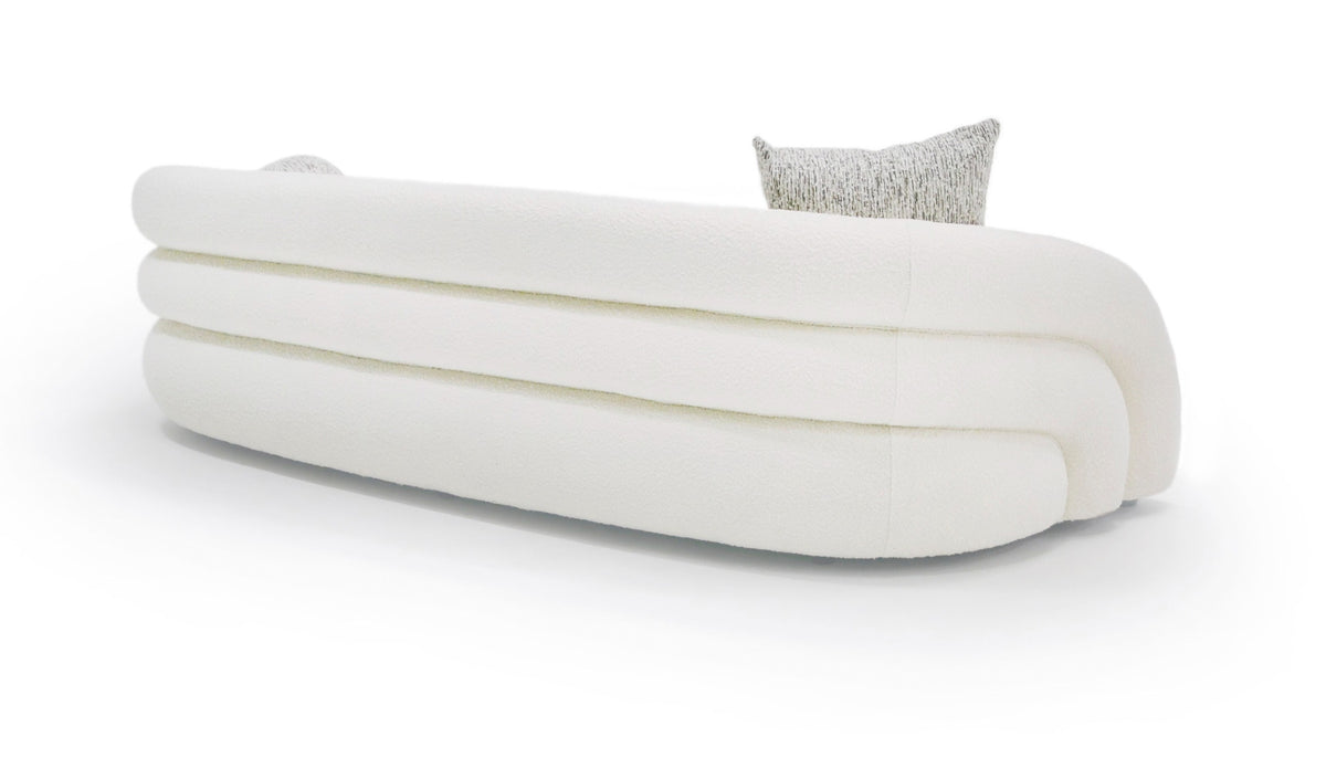 Joshua Modern 4-Seater Curved White and Taupe Fabric Sofa