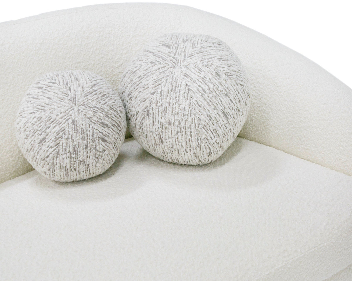 Joshua Modern 4-Seater Curved White and Taupe Fabric Sofa