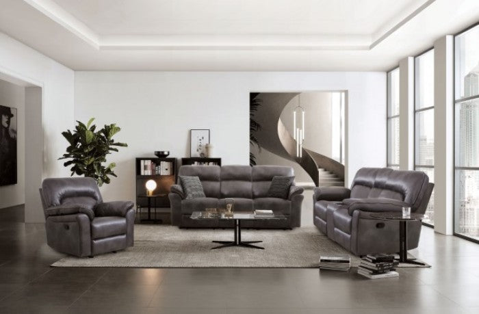 Josias Dark Gray Transitional Reclining Living Room Set