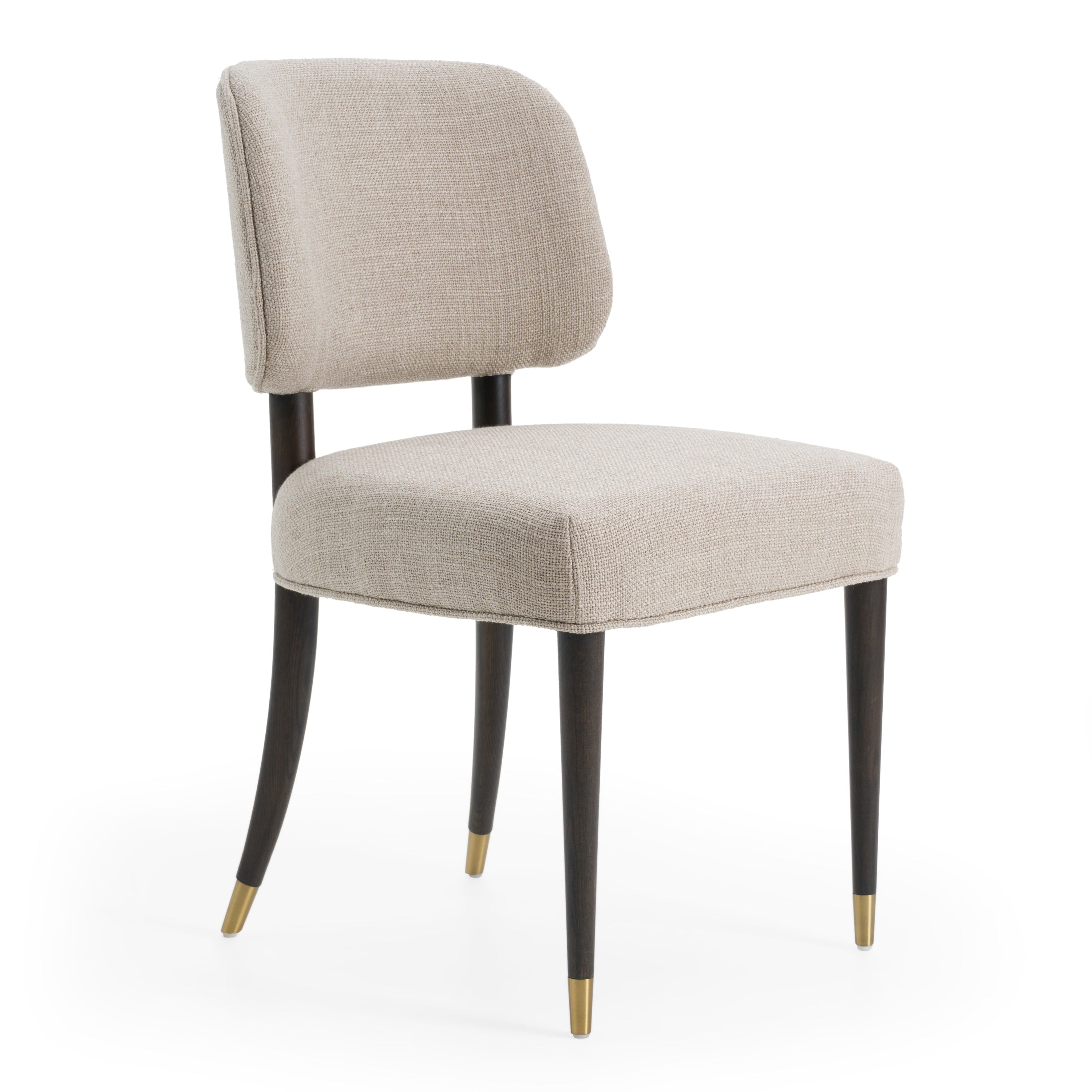 Modrest Kathy - Modern Beige Fabric + Oak Dining Side Chair (Set of 2)