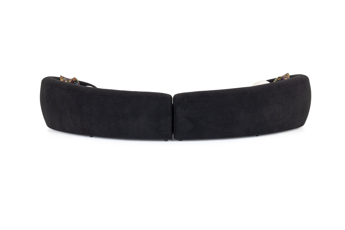Kilmer Modern Black Curved Fabric Sectional Sofa