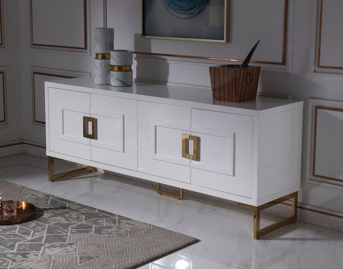 Leah - Contemporary White High Gloss & Champagne Gold Buffet
