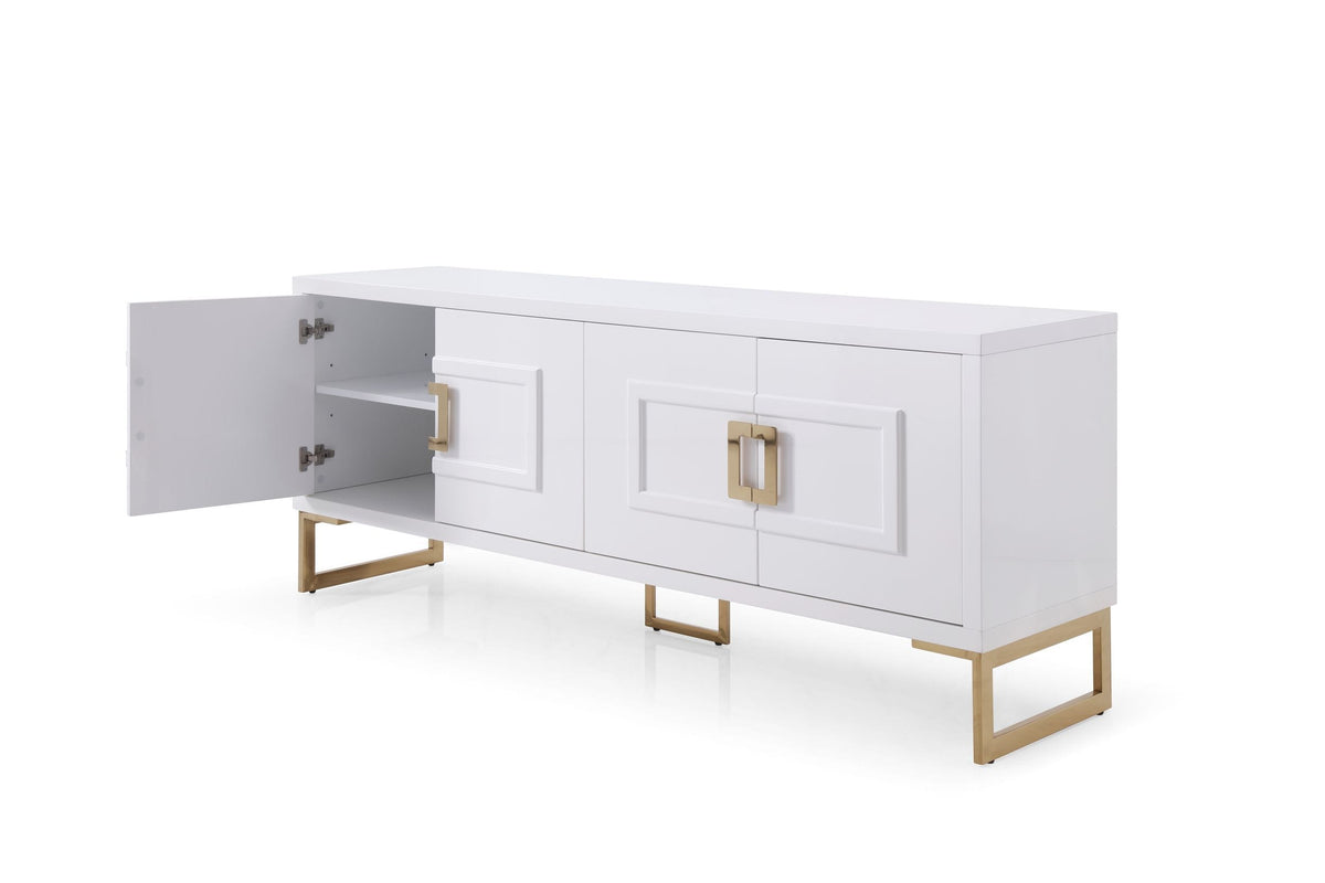 Leah - Contemporary White High Gloss & Champagne Gold Buffet