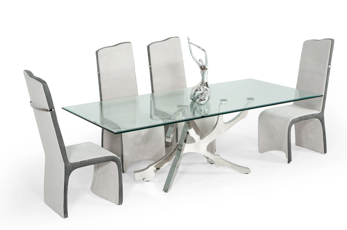 Modrest Legend Modern Glass & Stainless Steel Dining Table