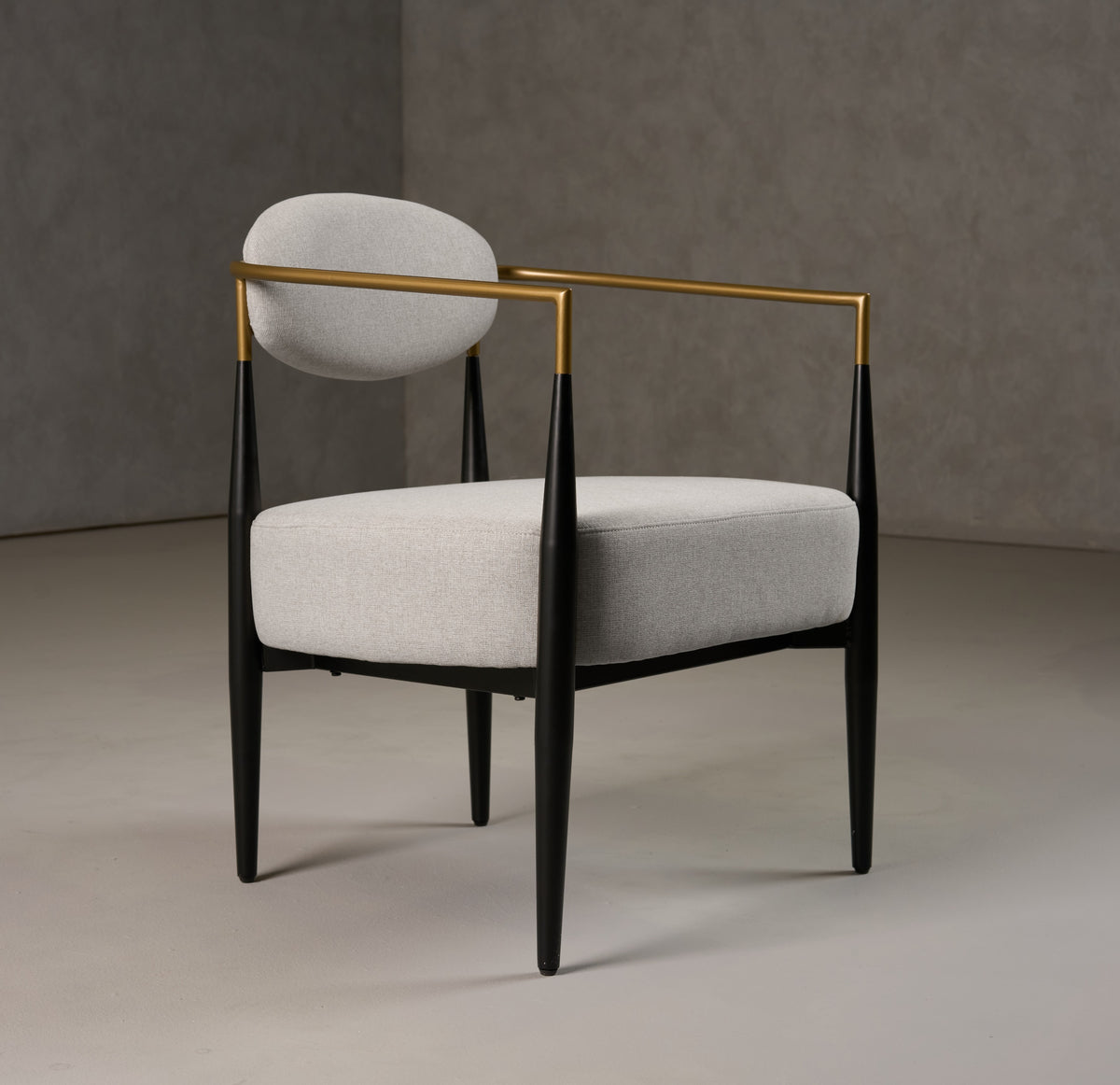 Liberty - Modern Light Grey Fabric + Black & Gold Accent Chair