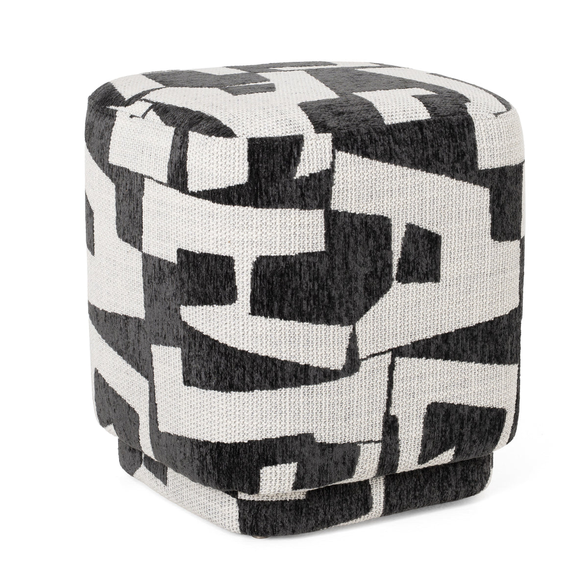 Loftis - Modern Black & White Fabric Ottoman