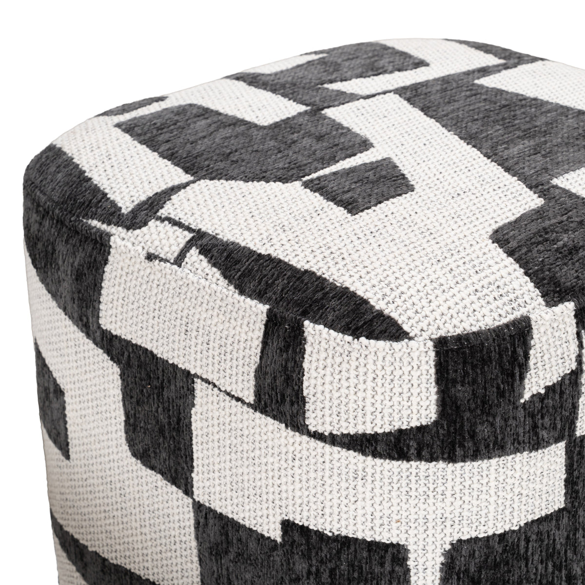 Loftis - Modern Black & White Fabric Ottoman