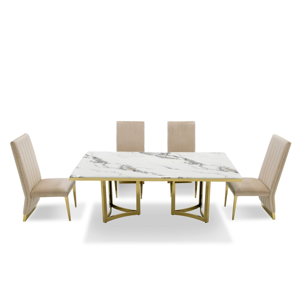 Loomis - White Marble & Gold Dining Table