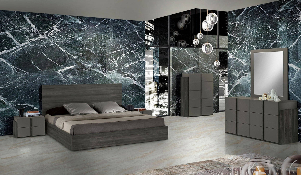 Lucia - Eastern King Italian Modern Matte Grey / Elm Grey Bed