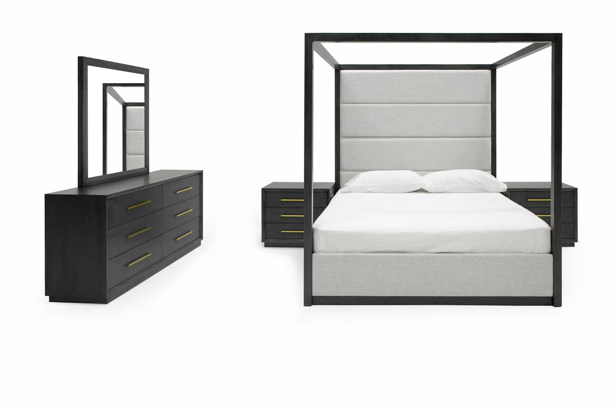 Manhattan- Contemporary Canopy Grey Bedroom Set