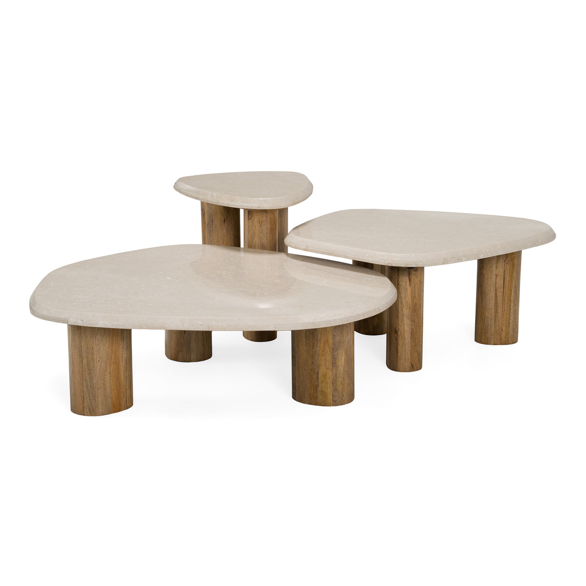 Marlin - Modern Marble + Mango Wood Nesting Table Set - original 1