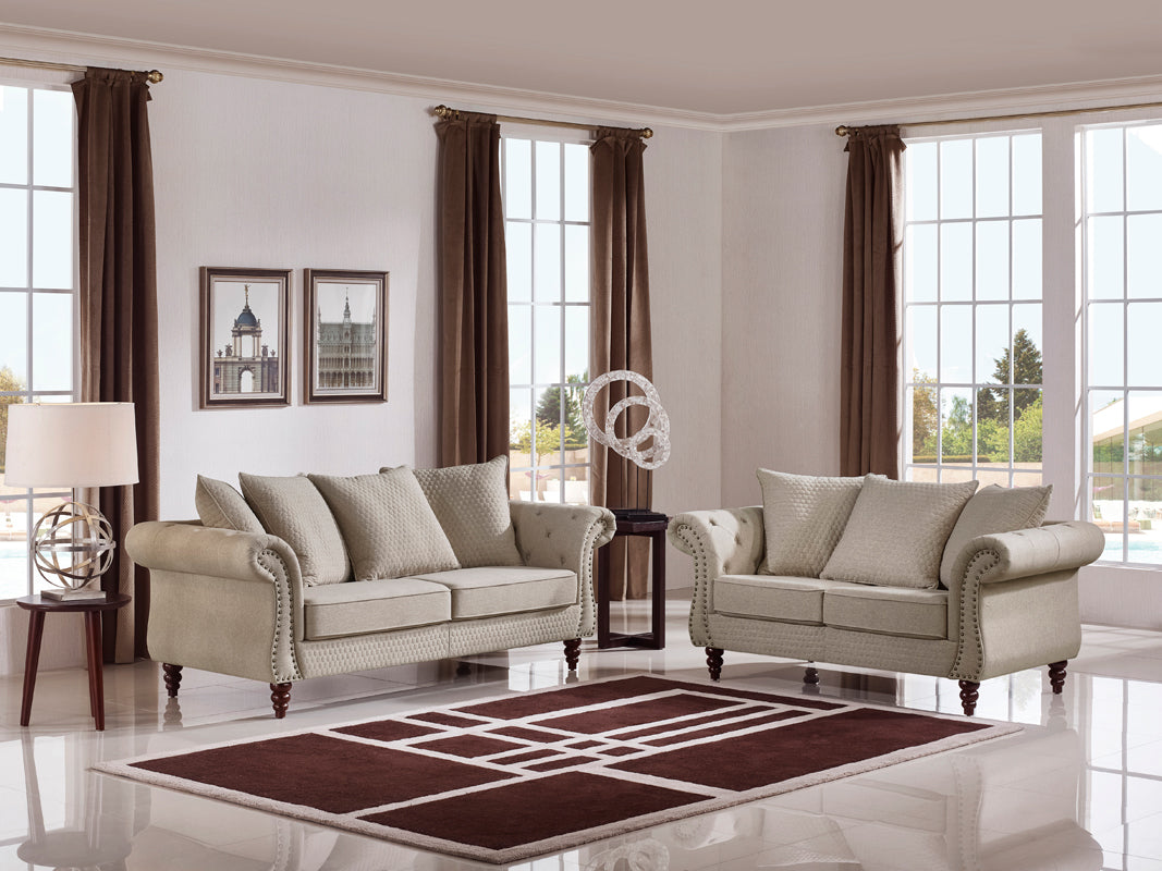 Nadine Transitional Beige Fabric Loveseat - original 1