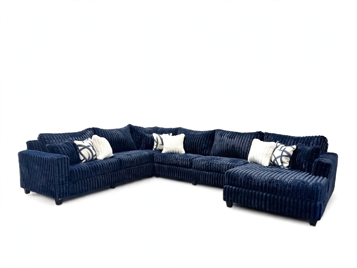 Sapphire Plush 4-Piece Oversized Corduroy Sectional